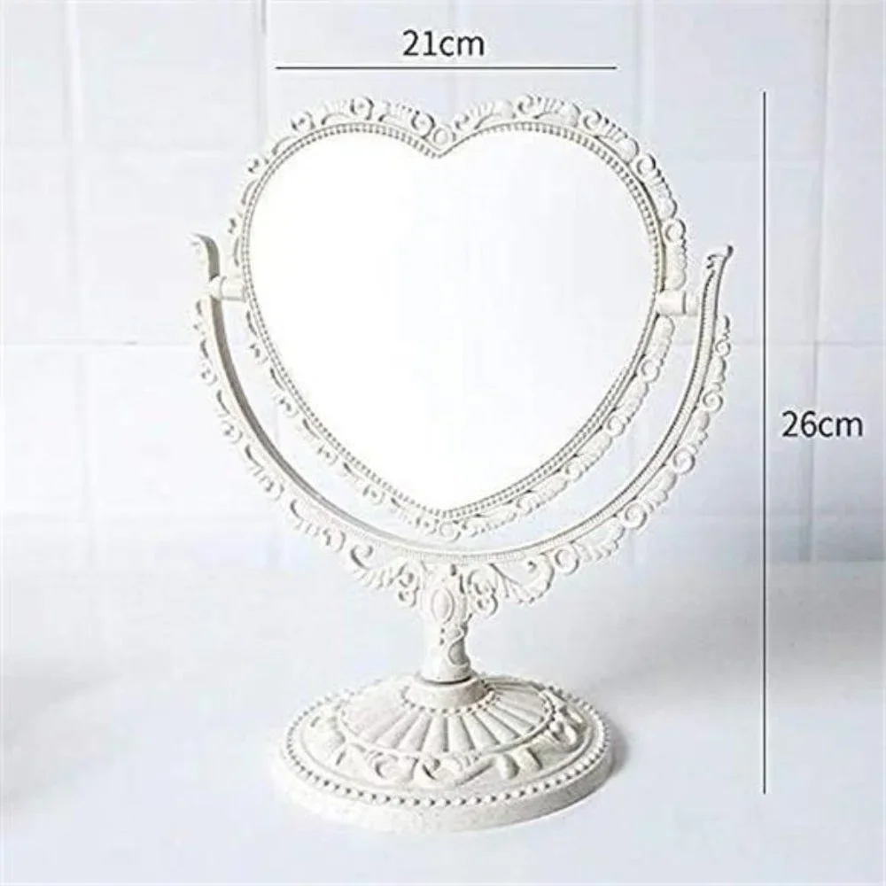 7-Inch Lovely Heart Mirror 360 Degree Rotation Double Sided Magnifying Makeup